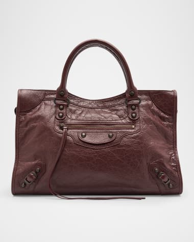 Balenciaga Le City Medium Crinkled Leather Top-Handle Bag