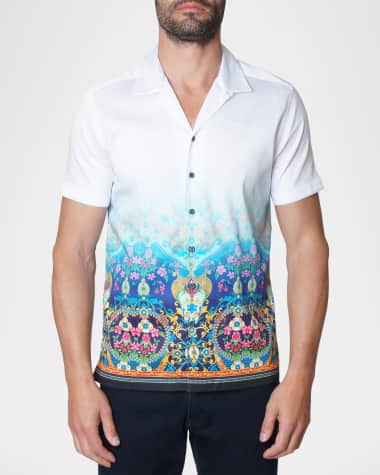 Robert Graham Men's Island Palm Print Short-Sleeve Shirt