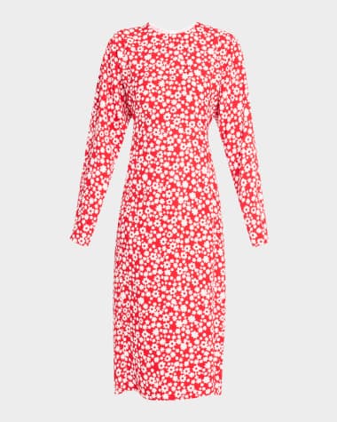Marni Daisy-Print Dolman-Sleeve Midi Dress