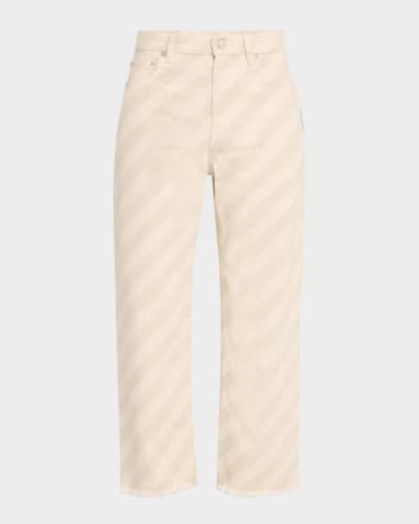 Marni Diagonal Striped Straight-Leg Crop Trousers