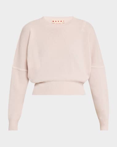 Marni Crewneck Wool-Cashmere Crop Sweater