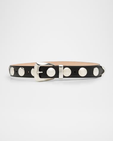 Khaite Benny Silvertone Studded Leather Belt