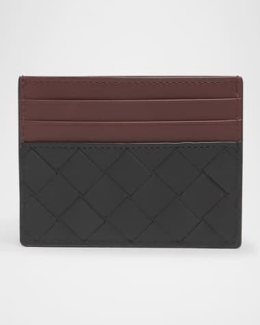 Bottega Veneta Men's Intrecciato Bicolor Leather Card Holder