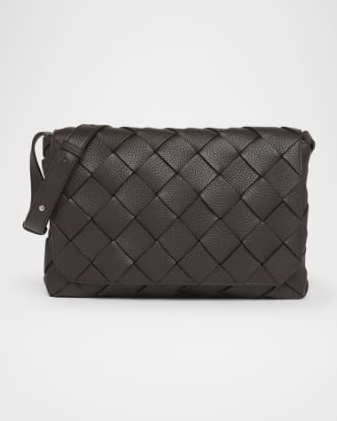 Bottega Veneta Men's Diago Large Intreccio Leather Crossbody Bag