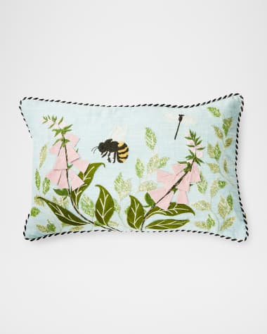MacKenzie-Childs Floral & Bee Lumbar Throw Pillow, 22" x 14"