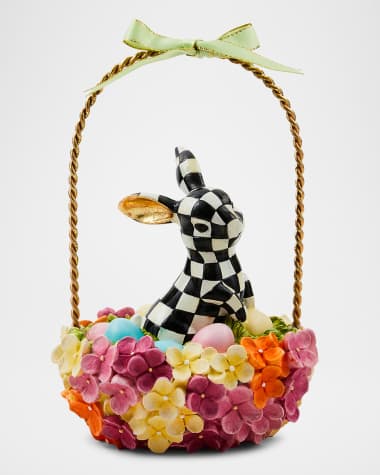MacKenzie-Childs Calico Hydrangea Bunny Basket