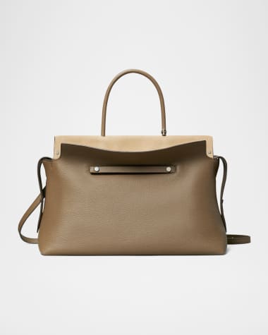 Tory Burch Mercer Large Pebbled Leather Satchel Bag