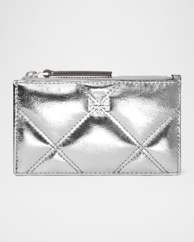 Tory Burch Kira Chevron Quilted Metallic Leather Card Case