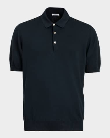 Boglioli Men's Garment-Washed Cotton Polo Shirt