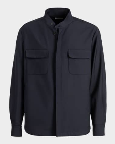 Boglioli Men's Overshirt with Band Collar