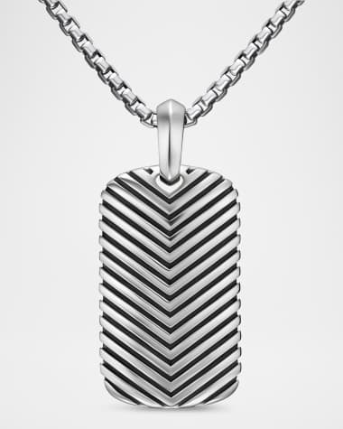 David Yurman Men's Chevron Tag Enhancer in Silver, 34mm