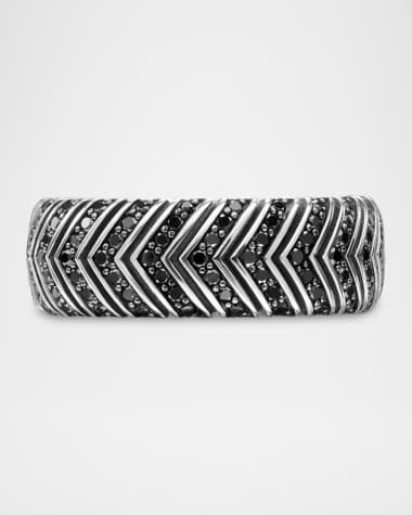 David Yurman Men's Chevron Band Ring in Silver with Diamonds, 8mm
