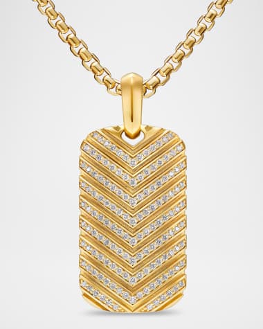 David Yurman Men's Chevron Tag Enhancer in 18K Gold with Diamonds, 34mm