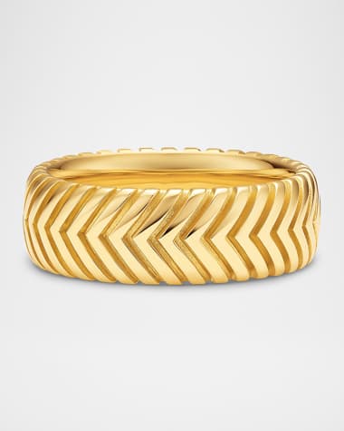 David Yurman Men's Chevron Band Ring in 18K Gold, 8mm