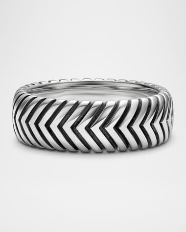 David Yurman Men's Chevron Band Ring in Silver, 8mm