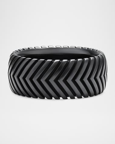 David Yurman Men's Chevron Band Ring in Black Titanium, 10mm