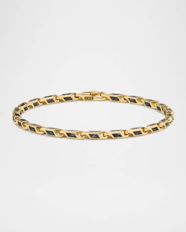 David Yurman Men's Faceted Chain Bracelet in 18K Gold with Forged Carbon, 3mm