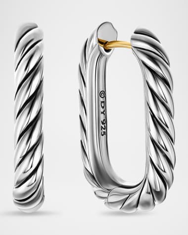 David Yurman DY Madison Cable Hoop Earrings in Silver, 1"L