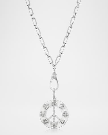 Sheryl Lowe Peace and Love Manifestation Wheel Pendant on Soho Chain Necklace