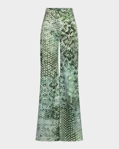 Silvia Tcherassi Andie Snakeskin-Print Silk Wide-Leg Pants