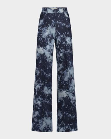 Silvia Tcherassi Emine Tie-Dye Linen Wide-Leg Pants