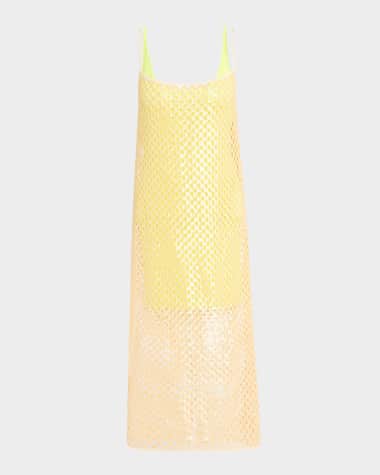 ZANKOV Victoire Sequined Checker Crochet Knit Midi Dress