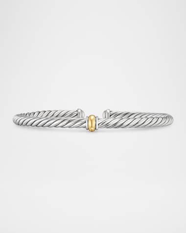 David Yurman Cable Flex Center Station Bracelet in Silver and 14K Gold, 4mm
