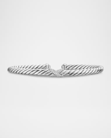 David Yurman Cable Flex Center Station X Bracelet with Diamonds in Silver, 4mm