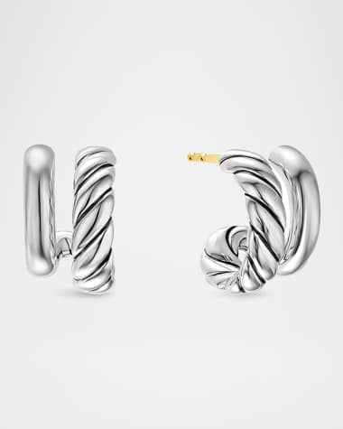 David Yurman DY Mercer Double Hoop Huggie Earrings in Silver