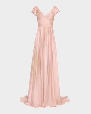 Elie Saab Twisted Pleated Chiffon Gown