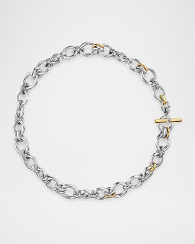 David Yurman DY Mercer Chain Necklace with Diamonds in Silver and 18K Gold, 5mm