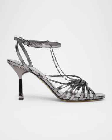 Golden Goose Nico Strappy Metallic Ankle-Chain Sandals