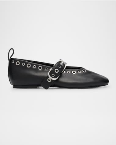Rag & Bone Spire Leather Grommet Mary Jane Ballerina Flats