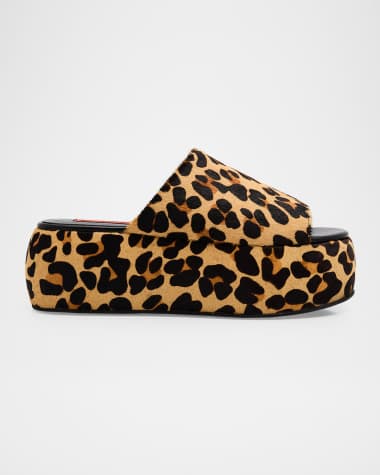 SIMONMILLER Leopard-Print Faux Fur Platform Sandals