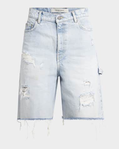 Golden Goose Journey Distressed Long Denim Shorts