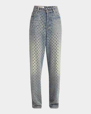 Golden Goose Kim Grommet Sandwash Denim Straight-Leg Jeans