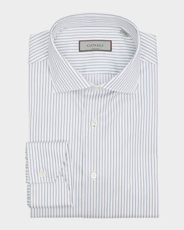 Canali Men's Cotton Narrow Stripe Dress Shirt