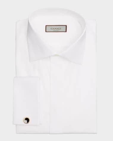 Canali Men's French-Cuff Textured Bib Shirt