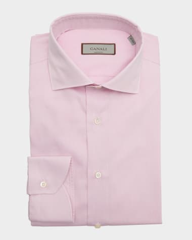 Canali Men's Solid Textured Dress Shirt