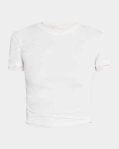 Christopher Esber Sheer Overlay Twisted Short-Sleeve Rib T-Shirt