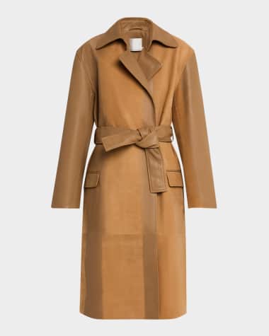 Christopher Esber Scuffed Leather Long Wrap Coat