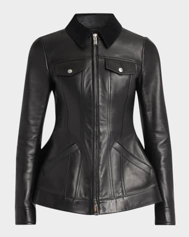 McQueen Leather Bird Peplum Jacket