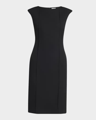McQueen Pintuck Sleeveless Crepe Day Dress