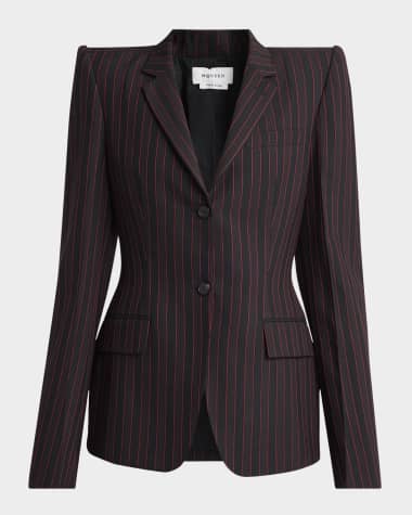 McQueen Striped Single-Breasted Blazer Jacket