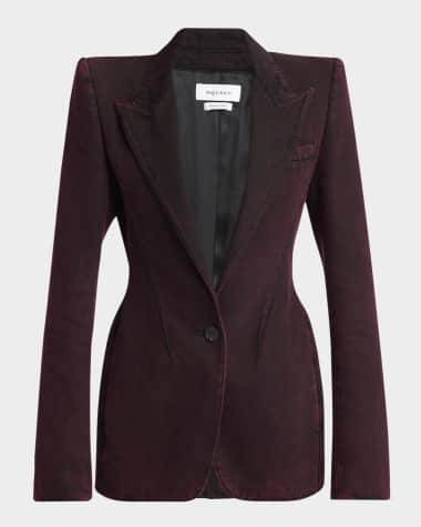 McQueen Red-Wash Denim Single-Breasted Jacket