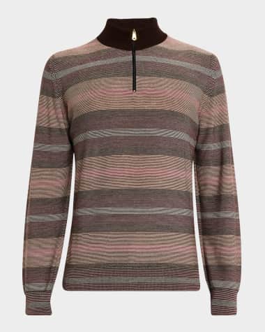 Paul Smith Men's Cotton and Wool Multi-Stripe Quarter-Zip Sweater