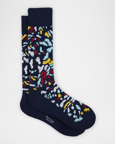 Paul Smith Men's Jacaranda Abstract Print Crew Socks