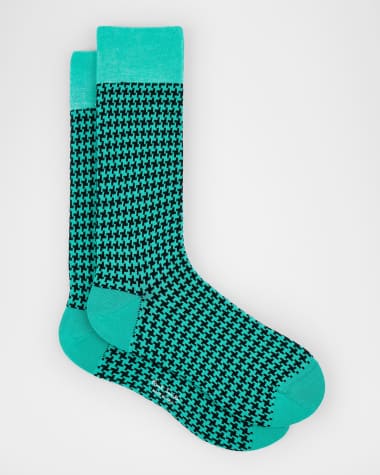 Paul Smith Men's James Houndstooth Gingham Crew Socks