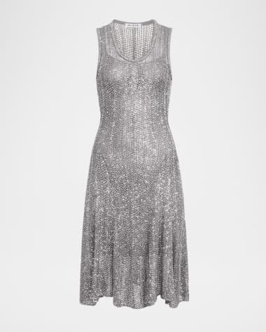 ALAIA Sequined Fit-Flare Knit Mini Dress