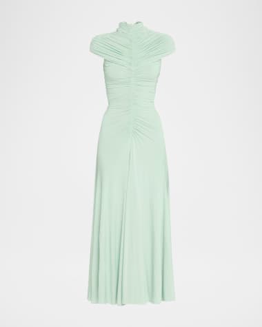 ALAIA Long High-Neck Ruched Dress